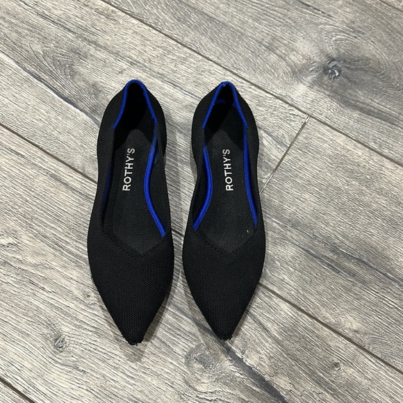 • Rothy’s • The Point Ballet Washable Flats Solid Black Womens 7.5 - Picture 2 of 8